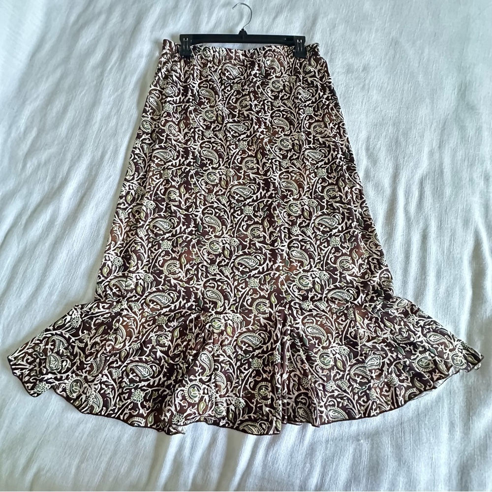Vtg Hypnotized Ruffle Hem Paisley Midi Skirt Womens M Forest Fairy Whimsigoth - Picture 3 of 8